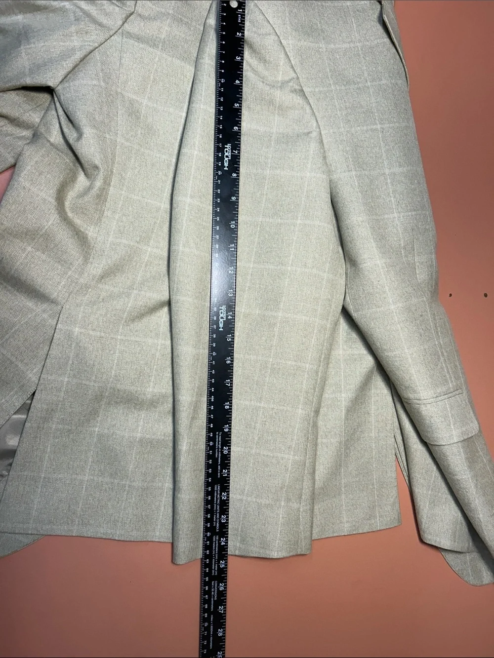 Beige Windowpane Wool Blend Blazer - Men pmk006